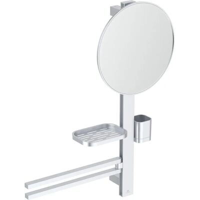 Ideal Standard M700 Silver Bathroom Accessory Set - Round Mirror & Towel Rack Ideal Standard M700 Silver Bathroom Accessory Set - Round Mirror & Towel Rack