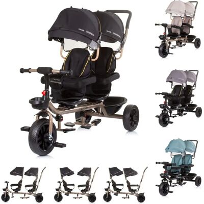 Chipolino Zwillings-Tricycle - 360° drehbare Sitze - Bis 40kg - Schwarz Chipolino Zwillings-Tricycle - 360° drehbare Sitze - Bis 40kg - Schwarz