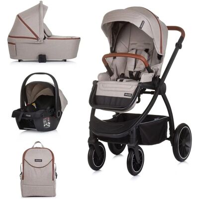 Chipolino Prestige 3-in-1 Kinderwagen & Autositz-Set - Beige Chipolino Prestige 3-in-1 Kinderwagen & Autositz-Set - Beige