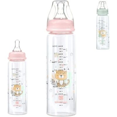 Biberon en verre Kikkaboo Savanna - 240ml, tétine M, Rose - Biberon en verre - Publicité Biberon en verre Kikkaboo Savanna - 240ml, tétine M, Rose - Biberon en verre - Publicité