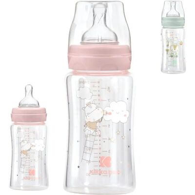 Kikkaboo Baby Glasflasche - Weithals 240ml, Rosa, Modell M Kikkaboo Baby Glasflasche - Weithals 240ml, Rosa, Modell M