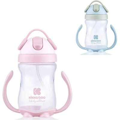 Růžový učící se hrnek Kikkaboo 300ml s držadly a ochranným víkem Růžový učící se hrnek Kikkaboo 300ml s držadly a ochranným víkem