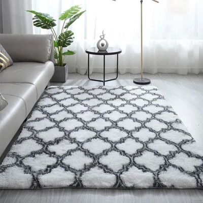Freosen Modello - Tappeto Shaggy 160x230cm Bianco con Motivo - Tappeto Soggiorno Freosen Modello - Tappeto Shaggy 160x230cm Bianco con Motivo - Tappeto Soggiorno