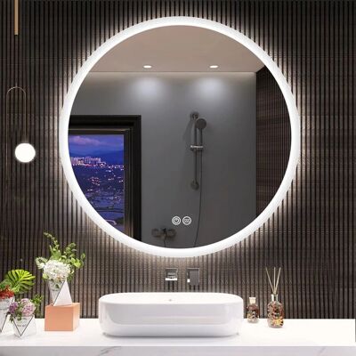 FREOSEN - Espejo LED redondo de 60 cm - Espejo de baño FREOSEN - Espejo LED redondo de 60 cm - Espejo de baño
