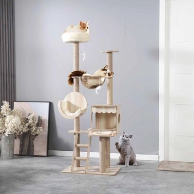 FREOSEN - 155cm Torre para gatos - 7 Niveles - 4 Postes de sisal de gran tamaño FREOSEN - 155cm Torre para gatos - 7 Niveles - 4 Postes de sisal de gran tamaño