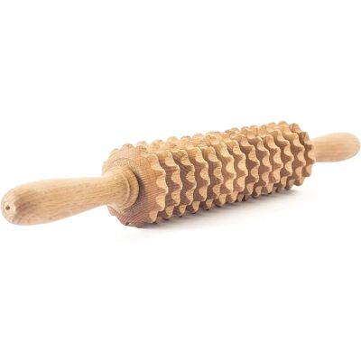 Roulette de massage en bois naturel TUULI pour la cellulite et le drainage lymphatique - Publicité Roulette de massage en bois naturel TUULI pour la cellulite et le drainage lymphatique - Publicité