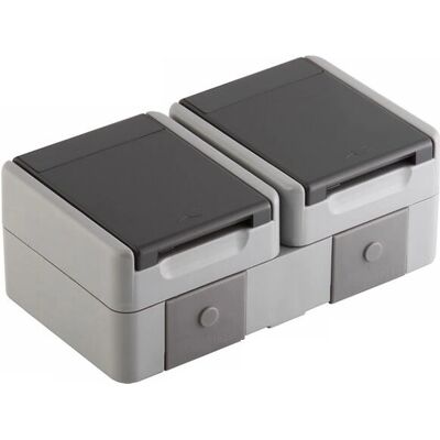 TEM CF14GY Prise - 2 x Type F - Gris - Publicité TEM CF14GY Prise - 2 x Type F - Gris - Publicité