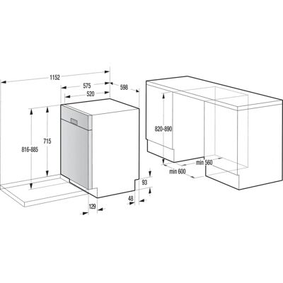 Gorenje - GU663C95X - 16 Einstellungen - Unterkorbgeschirrspüler Gorenje - GU663C95X - 16 Einstellungen - Unterkorbgeschirrspüler