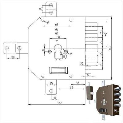 VIGOR-BLINKY - 2350g-01mc - Scrocco Dx 60mm - Serratura VIGOR-BLINKY - 2350g-01mc - Scrocco Dx 60mm - Serratura