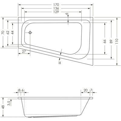 Steinkamp Life Hoekbad - 170x110cm - Asymmetrisch links - Ruimtebesparend Steinkamp Life Hoekbad - 170x110cm - Asymmetrisch links - Ruimtebesparend