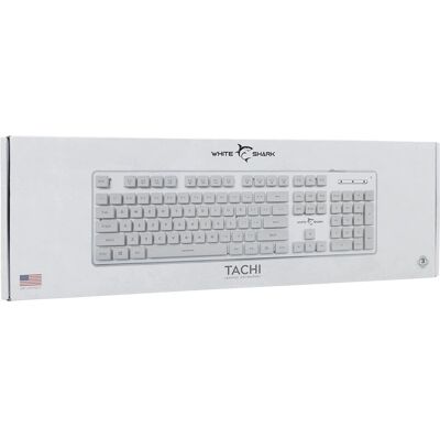 White Shark TACHI-W/US Gaming-Tastatur - 104 Tasten, Blaues Backlight White Shark TACHI-W/US Gaming-Tastatur - 104 Tasten, Blaues Backlight