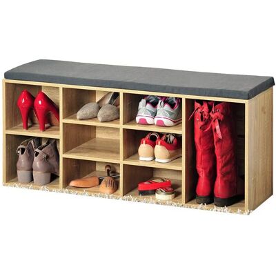 Kesper Holz/Textil Schuhregal mit Sitz - 10 Fächer Kesper Holz/Textil Schuhregal mit Sitz - 10 Fächer