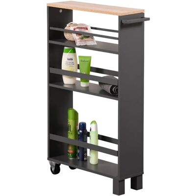 Kesper Schwarzes Eckregal auf Rollen 50x15x79cm Kesper Schwarzes Eckregal auf Rollen 50x15x79cm