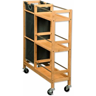 Étagère de rangement en bambou Kesper - 3 niveaux, mobile, 10kg max - Publicité Étagère de rangement en bambou Kesper - 3 niveaux, mobile, 10kg max - Publicité