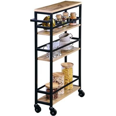 Kesper Storage Shelf - 3 Shelves, 4 Wheels - Brown/Black Kesper Storage Shelf - 3 Shelves, 4 Wheels - Brown/Black