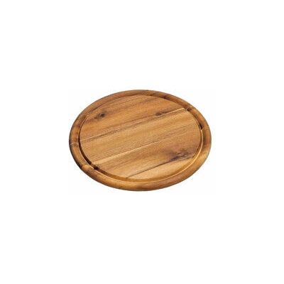Plat en bois d'acacia rond avec rainure à jus - 25cm Plat en bois d'acacia rond avec rainure à jus - 25cm