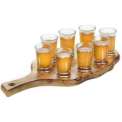 Kesper Kiefernholz Schnapsglas-Tablett - 8 Gläser Kesper Kiefernholz Schnapsglas-Tablett - 8 Gläser