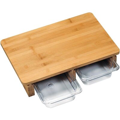 Planche à découper en bambou Kesper avec 2 bacs - Sécurité pour les couteaux Planche à découper en bambou Kesper avec 2 bacs - Sécurité pour les couteaux