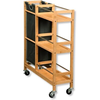 Kesper Bambus Nischenwagen - Platzsparender Rollwagen mit Flaschensammler Kesper Bambus Nischenwagen - Platzsparender Rollwagen mit Flaschensammler