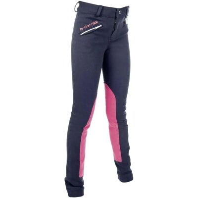 HKM Barns Min Första Knäpatch Breeches - Marinblå och Mörk Rosa - 5-6 år HKM Barns Min Första Knäpatch Breeches - Marinblå och Mörk Rosa - 5-6 år