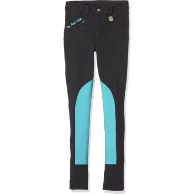 Pantaloni da equitazione HKM Children's My First con toppe ai ginocchi - Blu scuro/Turchese - Pantaloni da bambino Pantaloni da equitazione HKM Children's My First con toppe ai ginocchi - Blu scuro/Turchese - Pantaloni da bambino
