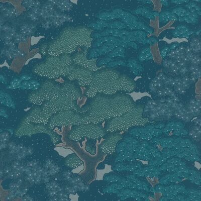 Rasch Blau Grün Botanischer Baum Tapete - Tapete Rasch Blau Grün Botanischer Baum Tapete - Tapete