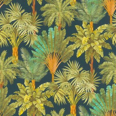Rasch Jungle Tree Navy Green Wallpaper - Wallpaper Rasch Jungle Tree Navy Green Wallpaper - Wallpaper
