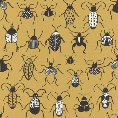 Rasch Giallo Senape Scarabeo Carta da Parati - Carta Rasch Giallo Senape Scarabeo Carta da Parati - Carta