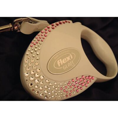 Flexi Glam Hundeleine - Swarovski Kristalle - 3m - Weiß - S Flexi Glam Hundeleine - Swarovski Kristalle - 3m - Weiß - S