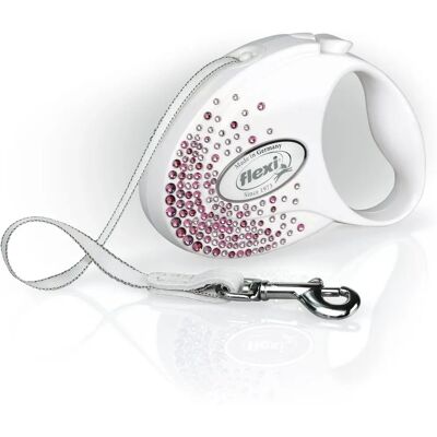 Flexi Glam Splash Roz cu cristale Swarovski S - Lesă retrăgabilă pentru câini - 3 m Flexi Glam Splash Roz cu cristale Swarovski S - Lesă retrăgabilă pentru câini - 3 m