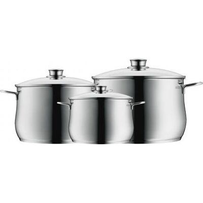 WMF 3-delige RVS Kookset met Glazen Deksel WMF 3-delige RVS Kookset met Glazen Deksel