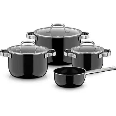 WMF Fusiontec Mineral Pro Topfset mit Stielkasserolle und Deckeln - Schwarz WMF Fusiontec Mineral Pro Topfset mit Stielkasserolle und Deckeln - Schwarz