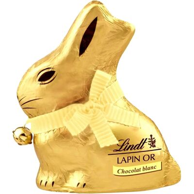Lapin en chocolat blanc Lindt - Cadeau de Pâques - Publicité Lapin en chocolat blanc Lindt - Cadeau de Pâques - Publicité