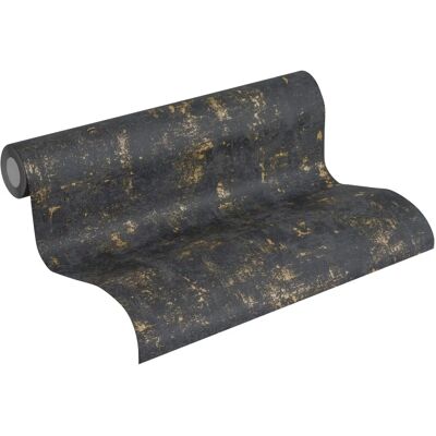 A.S. CRÉATION Vintage Schwarz Gold Texturierte Vinyl Tapete - Wandbekleidung A.S. CRÉATION Vintage Schwarz Gold Texturierte Vinyl Tapete - Wandbekleidung