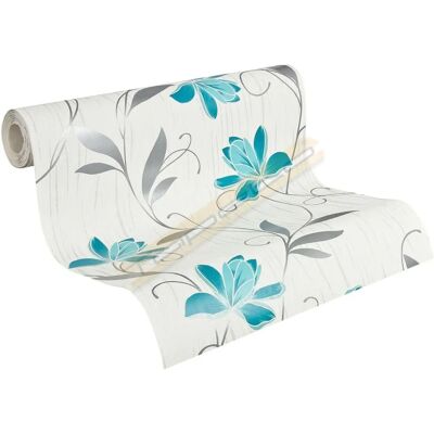 AS Creation Lotus Floral Teal Wallpaper - Wallpaper AS Creation Lotus Floral Teal Wallpaper - Wallpaper