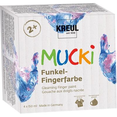 KREUL Mucki Fingerfarbe - Blau, Gold, Rosa, Silber - Fingerfarbe KREUL Mucki Fingerfarbe - Blau, Gold, Rosa, Silber - Fingerfarbe