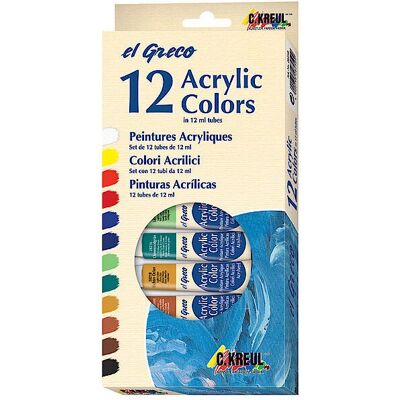 KREUL 28250 Acrylfarbe - 12 x 12ml, Glänzend, Hoch pigmentiert KREUL 28250 Acrylfarbe - 12 x 12ml, Glänzend, Hoch pigmentiert