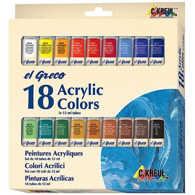 KREUL El Greco Acrylfarben-Set - 18 Farben, 12ml KREUL El Greco Acrylfarben-Set - 18 Farben, 12ml