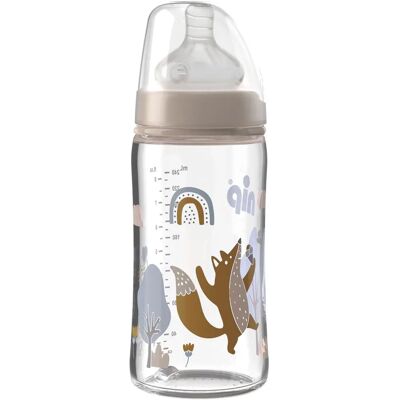 NIP 240ml Sticla pentru bebeluși cu gât larg și sistem anti-colici - Sticlă NIP 240ml Sticla pentru bebeluși cu gât larg și sistem anti-colici - Sticlă