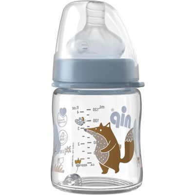 NIP Babyfles - Brede hals, 120ml, Jongen, Siliconen speen NIP Babyfles - Brede hals, 120ml, Jongen, Siliconen speen