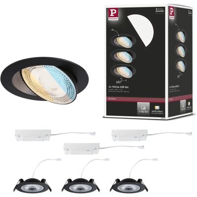 Paulmann LED Einbauleuchte 3xSet 5W 700lm - Schwarz, dimmbar Paulmann LED Einbauleuchte 3xSet 5W 700lm - Schwarz, dimmbar