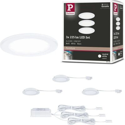 Paulmann LED meble oświetlenie - 3 sztuki, 65mm, 4000K Paulmann LED meble oświetlenie - 3 sztuki, 65mm, 4000K
