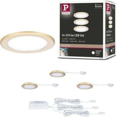 Paulmann Inbouw LED-verlichting - Set van 3, 65mm, 2.5W, Neutraal wit Paulmann Inbouw LED-verlichting - Set van 3, 65mm, 2.5W, Neutraal wit