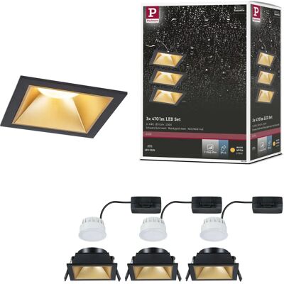 Paulmann Schwarze/Goldene LED Einbauleuchten - 3-Stufen-Dimmbar Set Paulmann Schwarze/Goldene LED Einbauleuchten - 3-Stufen-Dimmbar Set