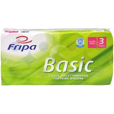 Papier toilette blanc Fripa Basic - 3 épaisseurs, 250 feuilles - Publicité Papier toilette blanc Fripa Basic - 3 épaisseurs, 250 feuilles - Publicité