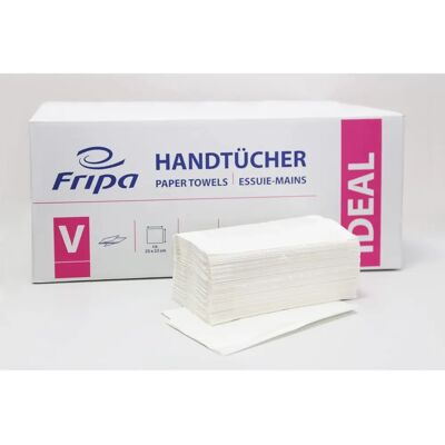 Fripa Weißes V-Falztuch - Papierhandtuch Fripa Weißes V-Falztuch - Papierhandtuch