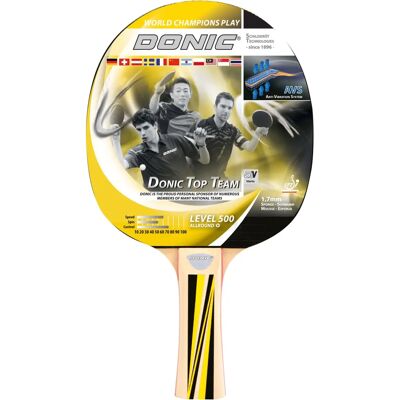 Donic Top Team 500 Table Tennis Equipment - Black, Wood, Yellow Donic Top Team 500 Table Tennis Equipment - Black, Wood, Yellow