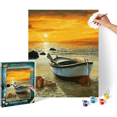 Simba Toys Schipper 609130885 - Malen nach Zahlen, Fischerboot am Strand, 40x50cm Simba Toys Schipper 609130885 - Malen nach Zahlen, Fischerboot am Strand, 40x50cm