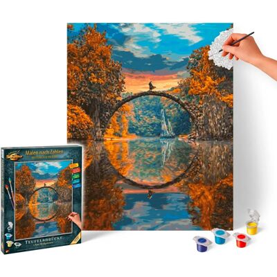 Schipper Clase Magistral Premium Pintar por Números - Puente del Diablo en Rakotzsee - Paisaje 40x50cm Schipper Clase Magistral Premium Pintar por Números - Puente del Diablo en Rakotzsee - Paisaje 40x50cm