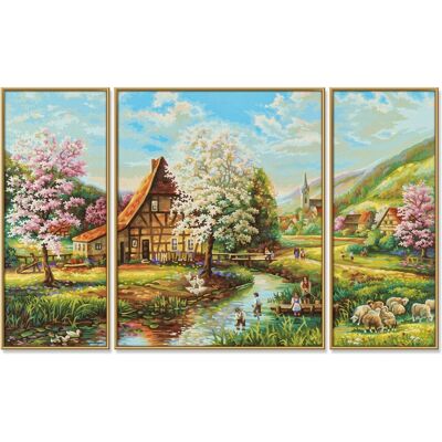 Schipper - Landelijke Idylle Triptychon - Verfset Schipper - Landelijke Idylle Triptychon - Verfset